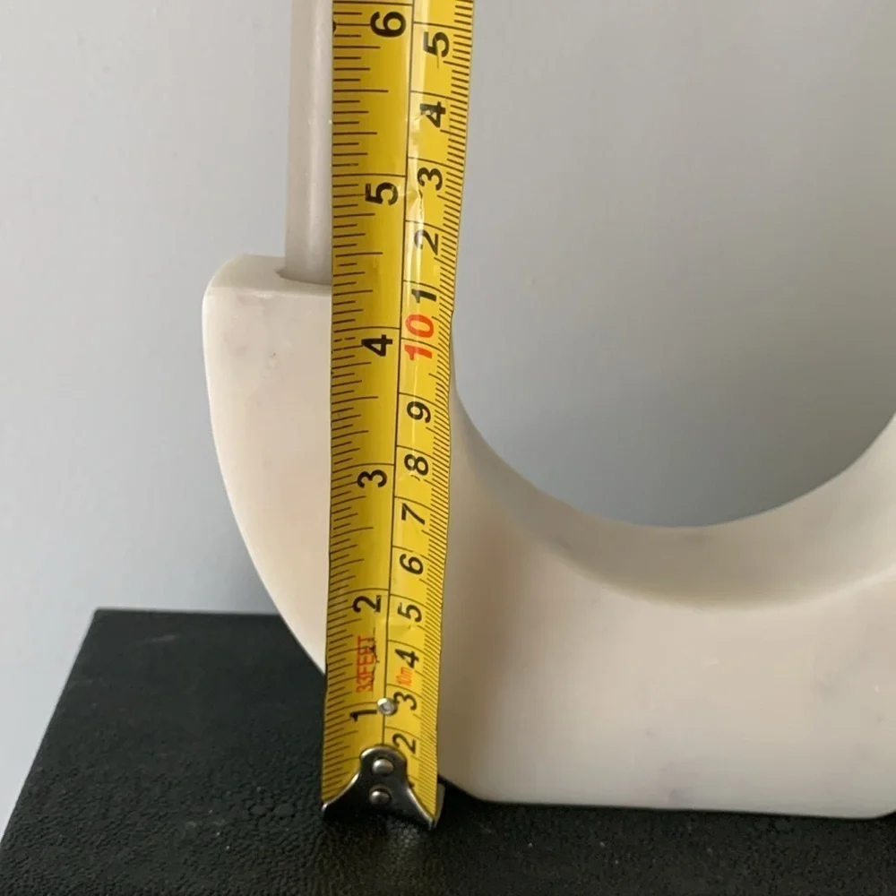 NWT*Threshold Marble taper‎ candle holder short*White